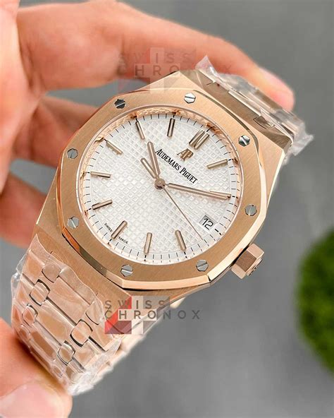 audemars piguet royal oak 15400 rose gold with white dial|Audemars Piguet jumbo extra thin.